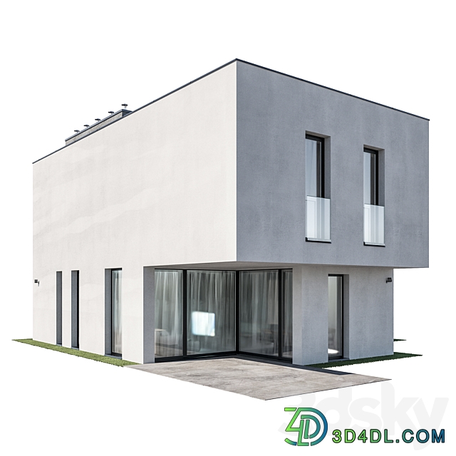 Modern house 27 at night 3D Models