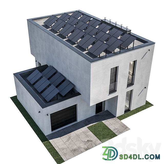 Modern house 27 at night 3D Models