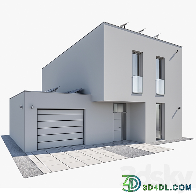Modern house 27 at night 3D Models