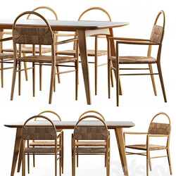 Dining set 5 Table Chair 3D Models 