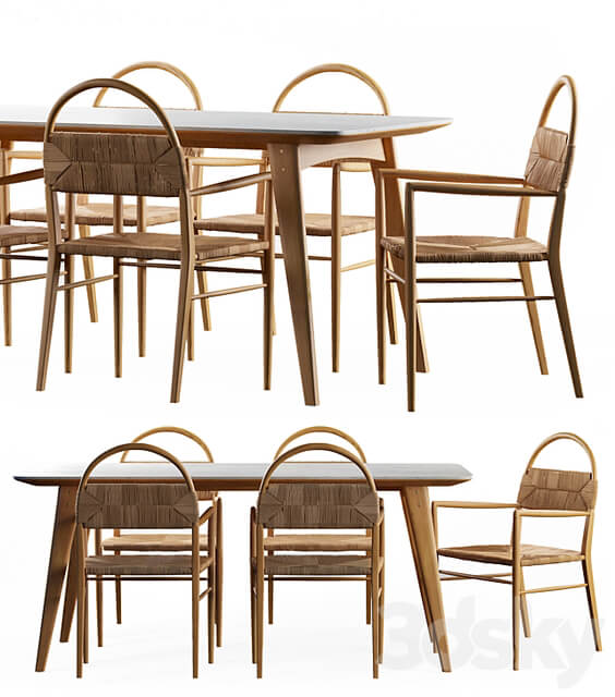 Dining set 5 Table Chair 3D Models