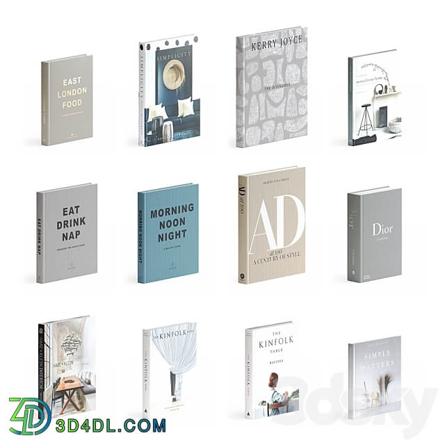 A set of books. Coffee Table Book Set 03 3D Models