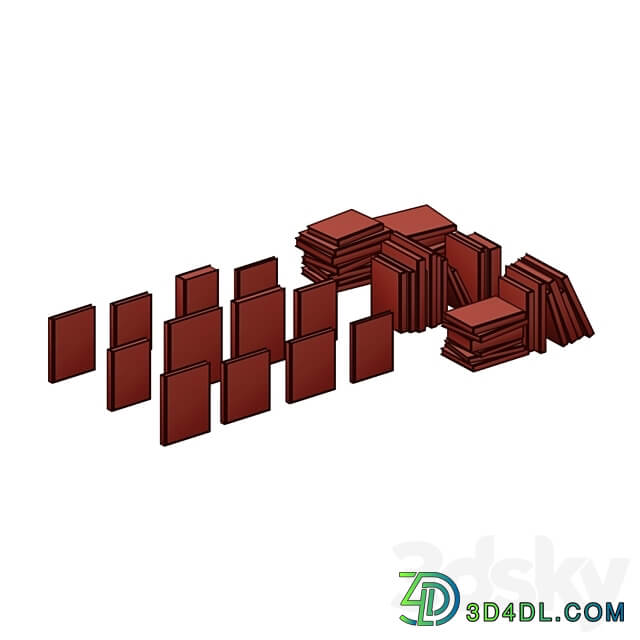 A set of books. Coffee Table Book Set 03 3D Models