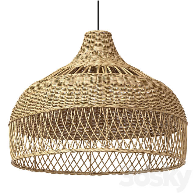 New wicker round tulip skirt rattan light Pendant light 3D Models