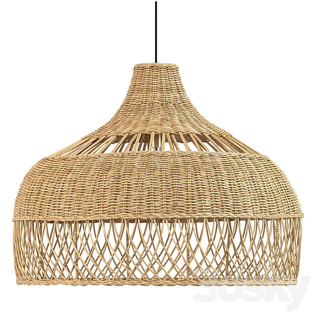 New wicker round tulip skirt rattan light Pendant light 3D Models