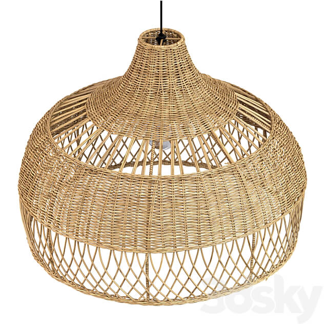New wicker round tulip skirt rattan light Pendant light 3D Models