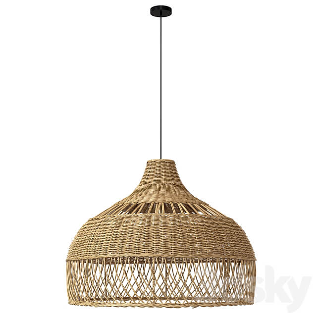 New wicker round tulip skirt rattan light Pendant light 3D Models