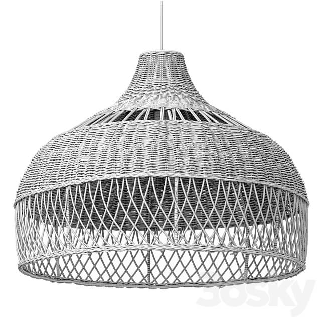 New wicker round tulip skirt rattan light Pendant light 3D Models