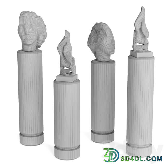face and abstract pedestal 3D Models
