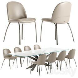 Cattelan Italia Lancer table Holly chair set Table Chair 3D Models 