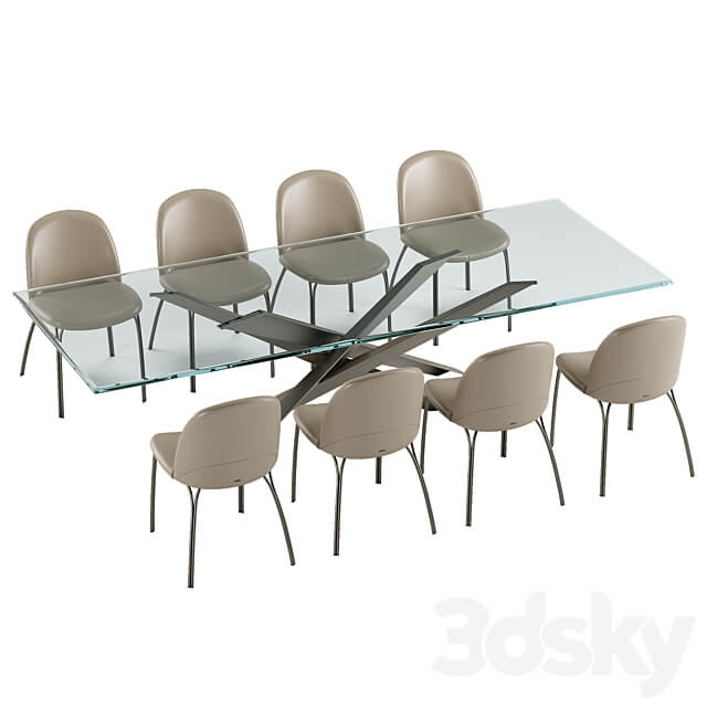 Cattelan Italia Lancer table Holly chair set Table Chair 3D Models