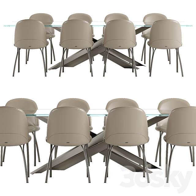 Cattelan Italia Lancer table Holly chair set Table Chair 3D Models