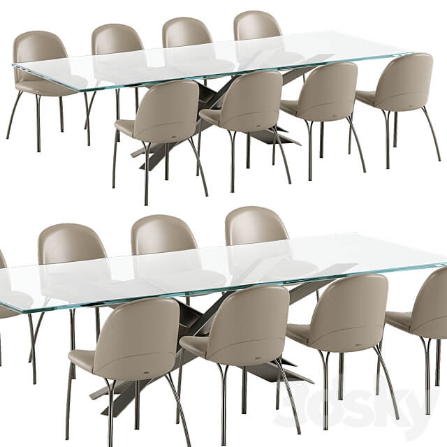 Cattelan Italia Lancer table Holly chair set Table Chair 3D Models