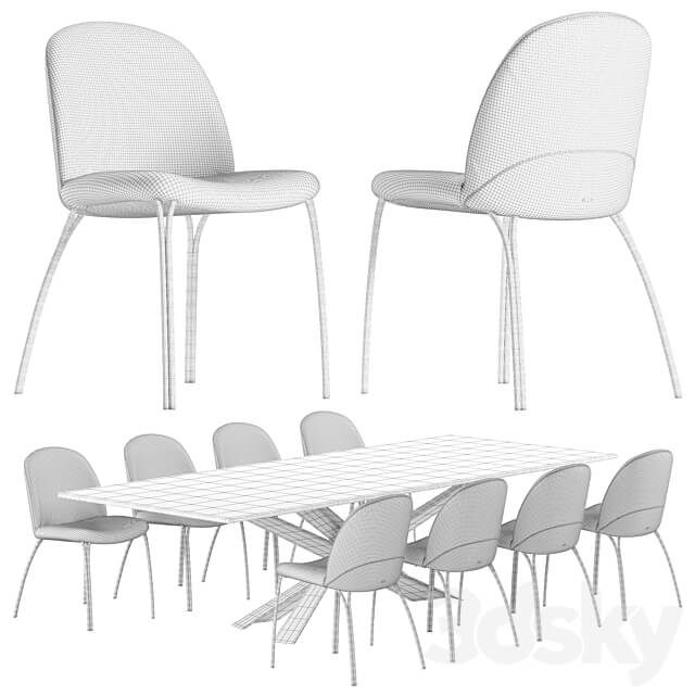 Cattelan Italia Lancer table Holly chair set Table Chair 3D Models