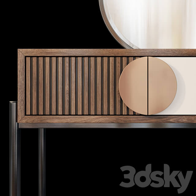 Dressing table with mirror Bergamo Wooden Kors 3D Models