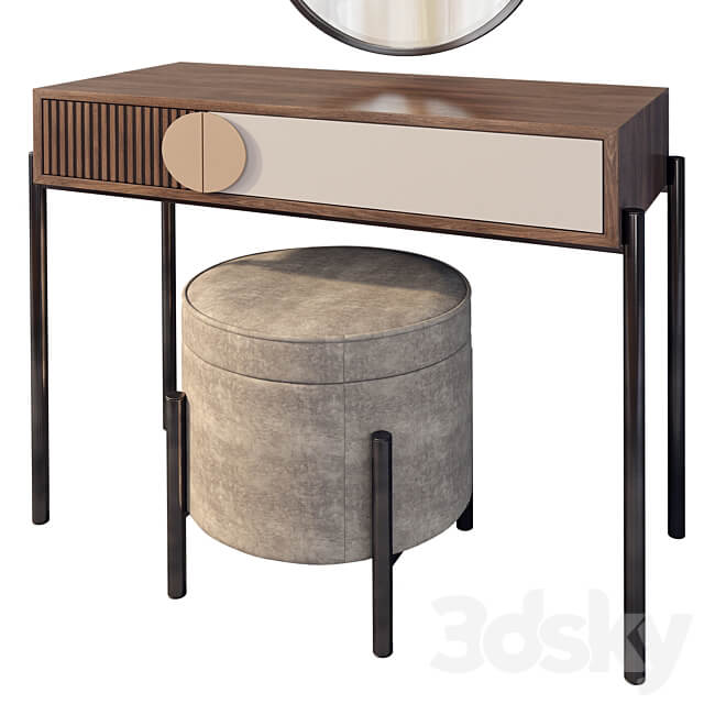 Dressing table with mirror Bergamo Wooden Kors 3D Models