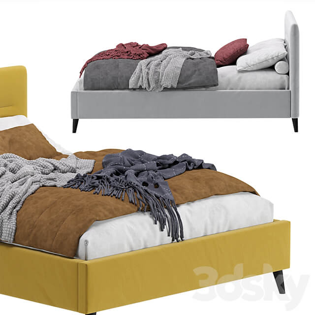 Bed Pyle 140 Velvet Yellow By Divan.ru Bed Pyle 140 Velvet Yellow 3D Models