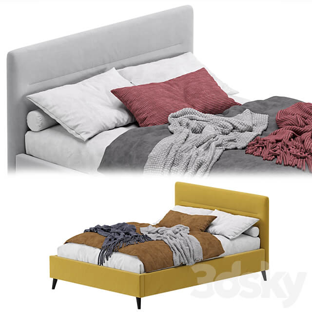 Bed Pyle 140 Velvet Yellow By Divan.ru Bed Pyle 140 Velvet Yellow 3D Models