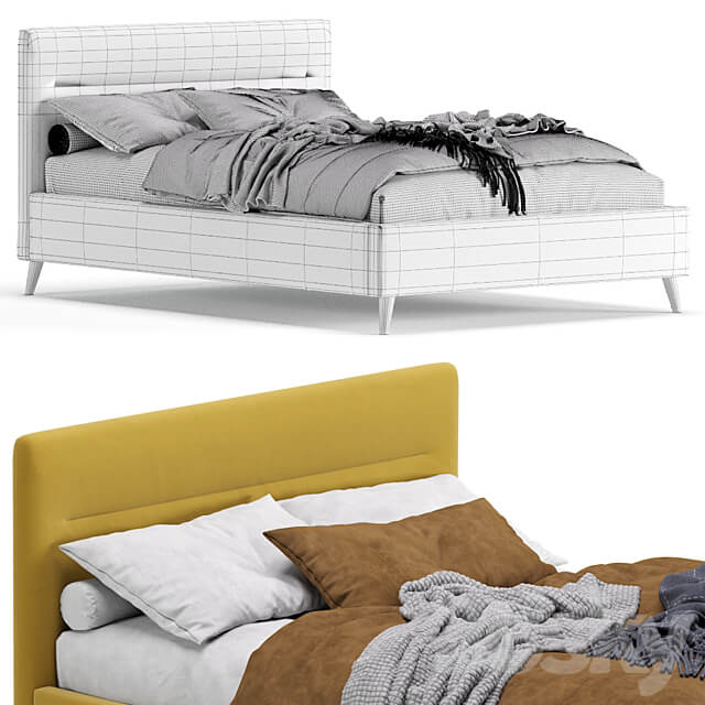 Bed Pyle 140 Velvet Yellow By Divan.ru Bed Pyle 140 Velvet Yellow 3D Models