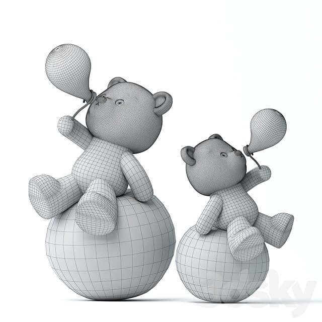 Teddy Bear and Balloons 3D Models