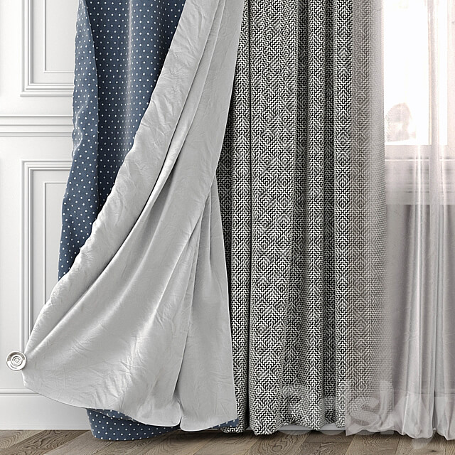 Curtains with window 493C 3D Models