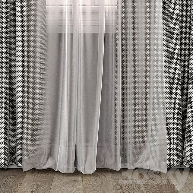 Curtains with window 493C 3D Models