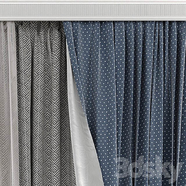 Curtains with window 493C 3D Models