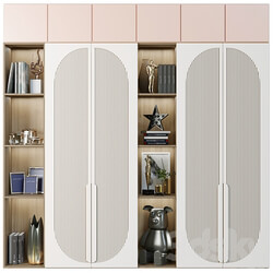 Wardrobe with decor books and figurines in the nursery 3D Models 