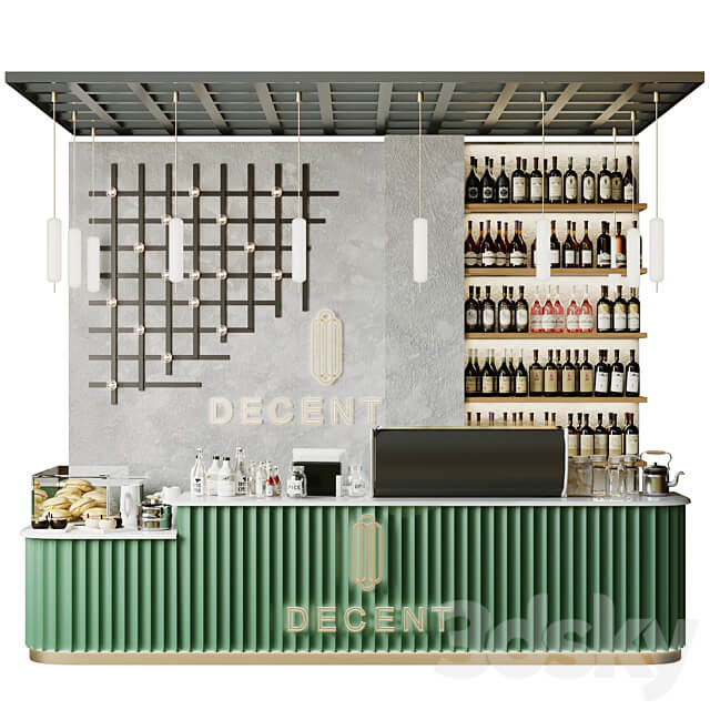 Design project of a coffee shop with a mini bar and wine. coffee point 3D Models