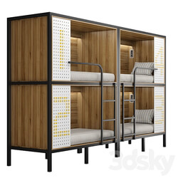 Bunk bed for hostel and dorm Bed 3D Models 