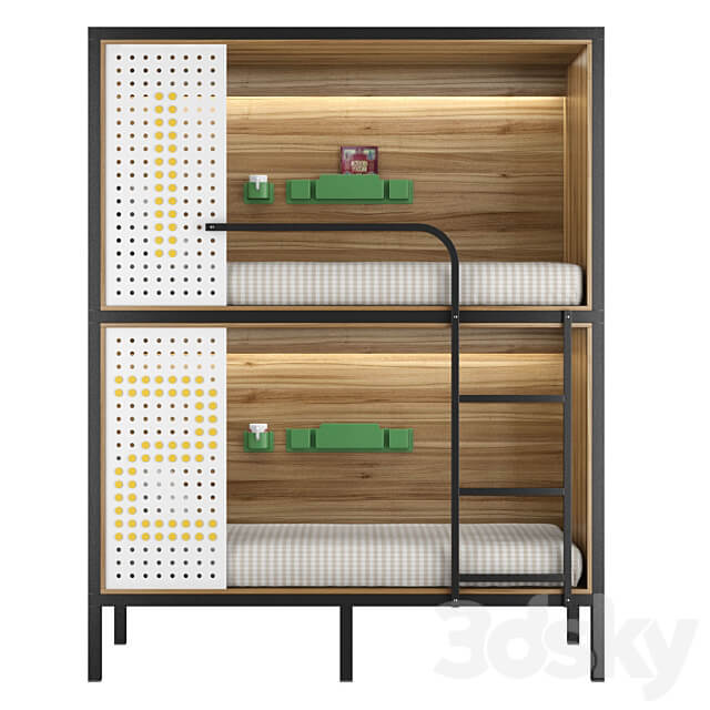 Bunk bed for hostel and dorm Bed 3D Models