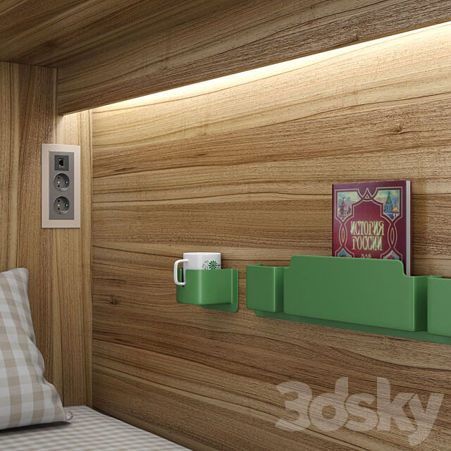 Bunk bed for hostel and dorm Bed 3D Models