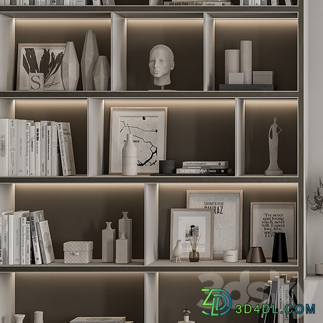 TV Wall Wood and Gray Set 48 3D Models