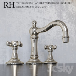 VINTAGE CROSS HANDLE WIDESPREAD FAUCET SET 8 