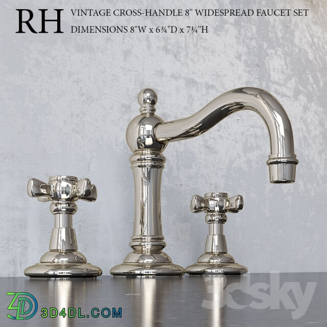 VINTAGE CROSS HANDLE WIDESPREAD FAUCET SET 8
