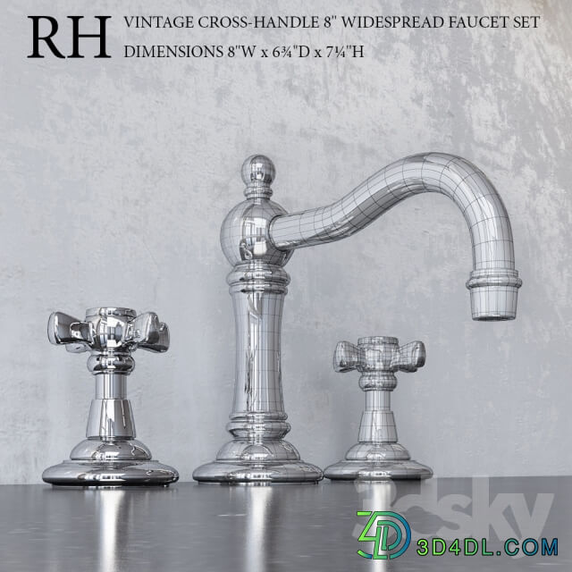 VINTAGE CROSS HANDLE WIDESPREAD FAUCET SET 8