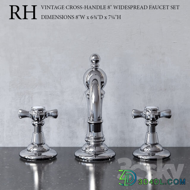 VINTAGE CROSS HANDLE WIDESPREAD FAUCET SET 8
