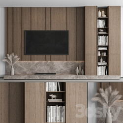 TV Wall Stone and Wood Set 53 3D Models 