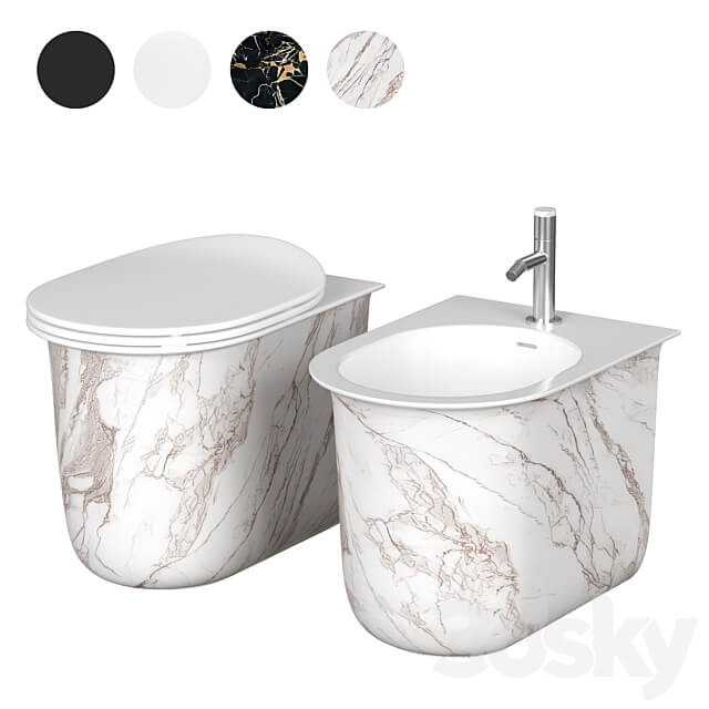 Floor standing toilet and bidet Artceram Chic 3D Models