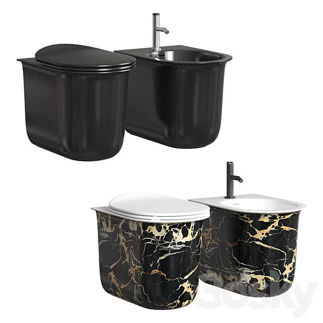 Floor standing toilet and bidet Artceram Chic 3D Models