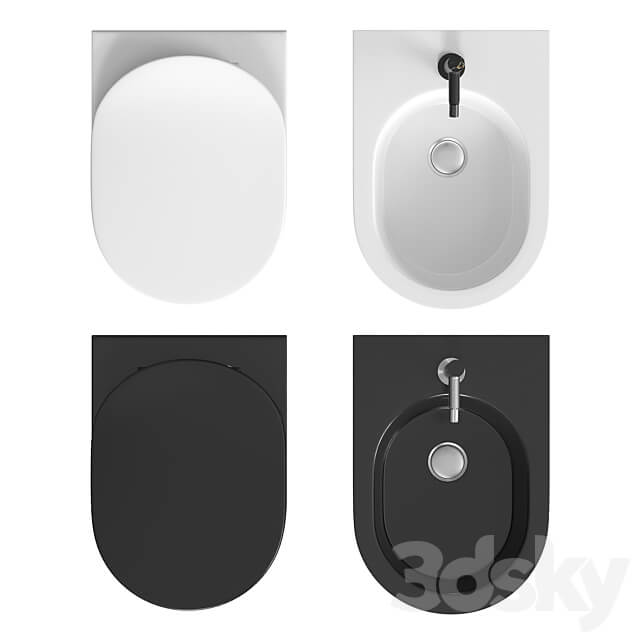 Floor standing toilet and bidet Artceram Chic 3D Models