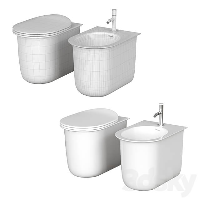 Floor standing toilet and bidet Artceram Chic 3D Models