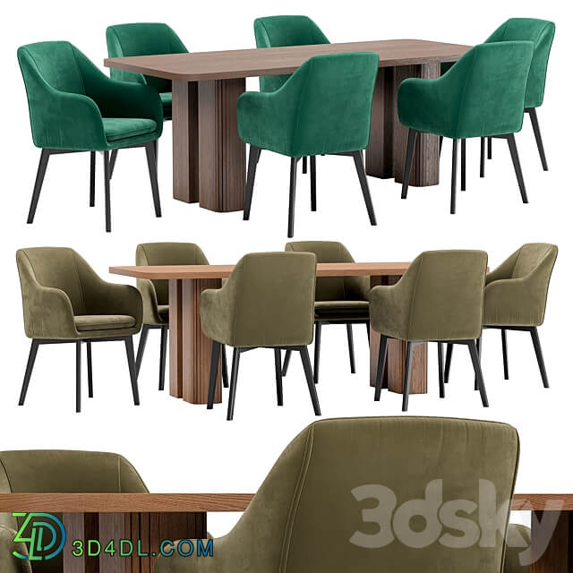 Texas dining chair and Lazar table Table Chair 3D Models