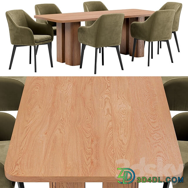 Texas dining chair and Lazar table Table Chair 3D Models