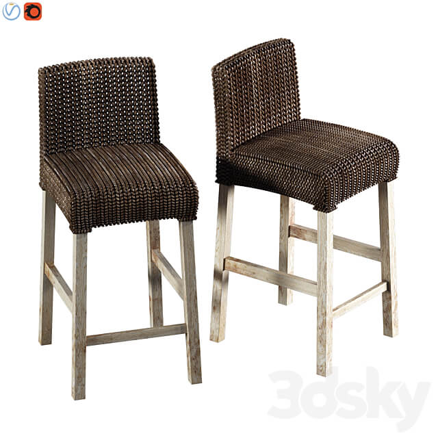 Seagrass Bar Counter Stools 3D Models