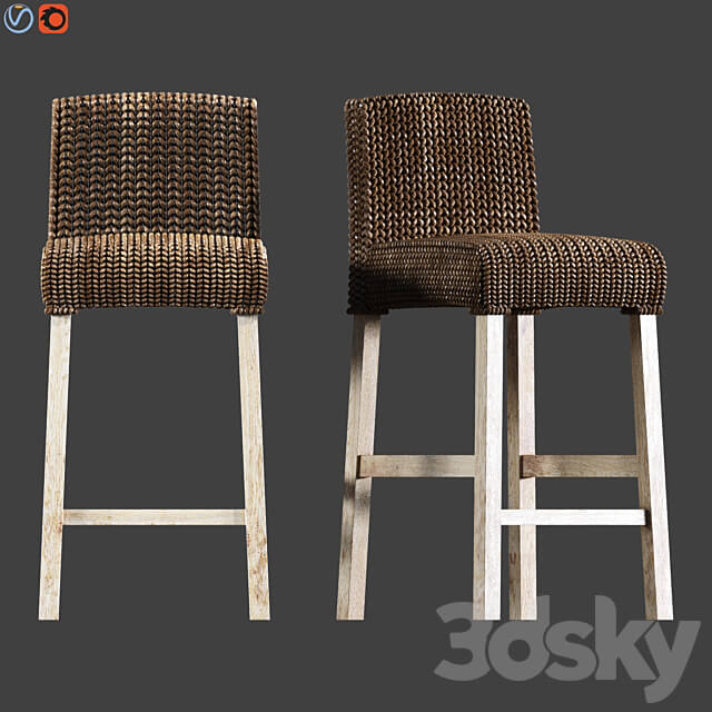 Seagrass Bar Counter Stools 3D Models