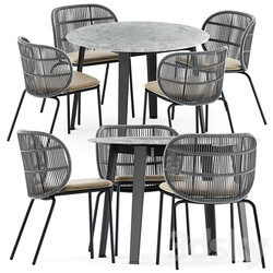 Kodo dining chairs by Vincent Sheppard and Ginepro round Outdoor table by bebitalia Table Chair 3D Models 