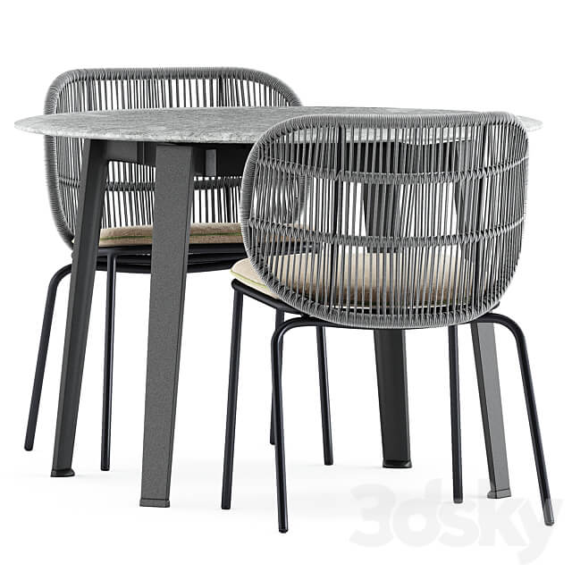 Kodo dining chairs by Vincent Sheppard and Ginepro round Outdoor table by bebitalia Table Chair 3D Models