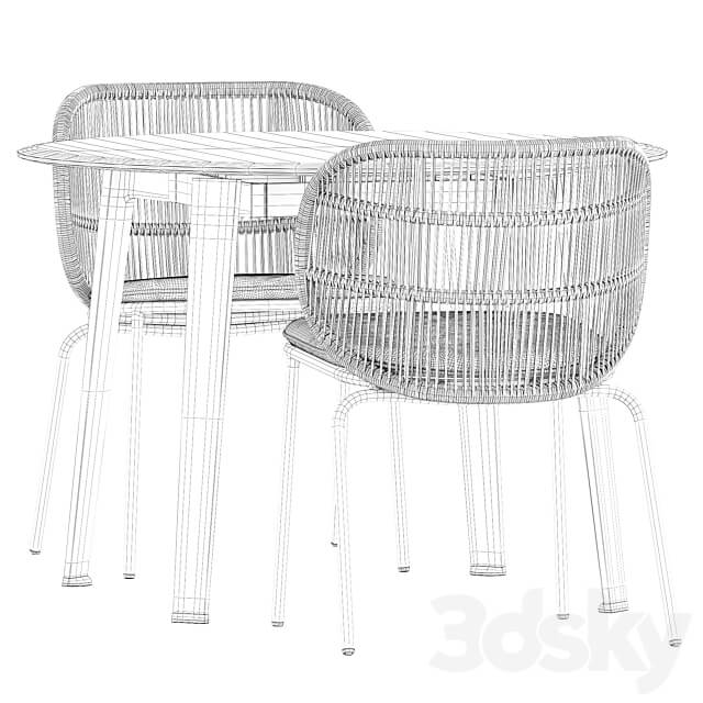 Kodo dining chairs by Vincent Sheppard and Ginepro round Outdoor table by bebitalia Table Chair 3D Models