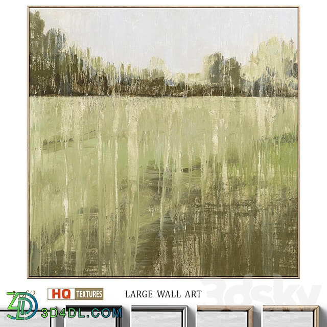 Green Accent Abstract Landscape Large Wall Art C 552 3D Models